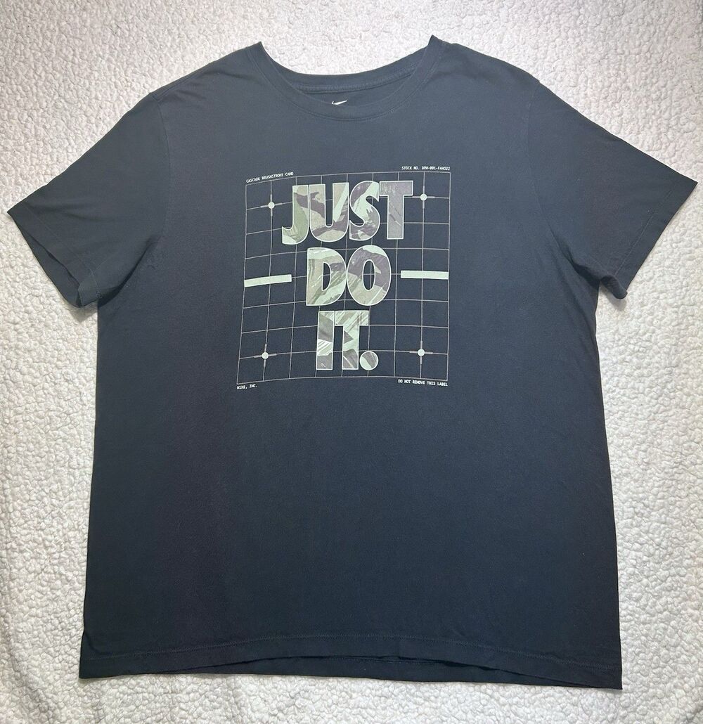 Nike Men's The Nike Tee Just Do It Cascade Brushstroke Camo Shirt Black Size XL